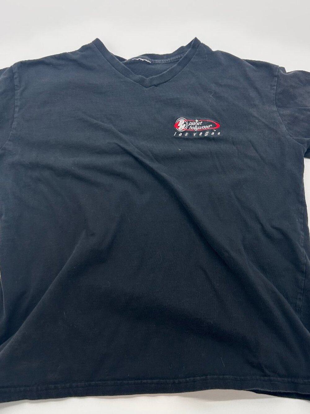 Vintage Planet Hollywood T Shirt Mens Size L Black Las Vegas Embroidered 90s